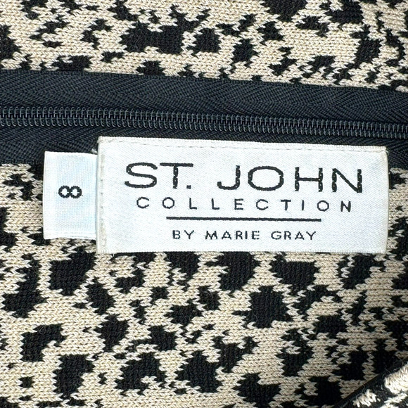 ST. JOHN COLLECTION Size 8 Sleeveless Sheath Snake Print Midi Dress Knit Stretch - Picture 4 of 7